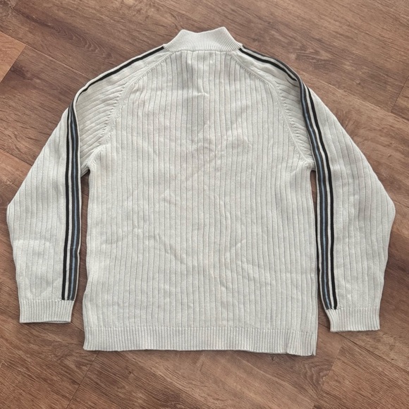 VINTAGE Y2K XG Boy's L Cotton Ribbed Quarter Zip Sweater Striped Sleeve 90’s - Picture 2 of 12